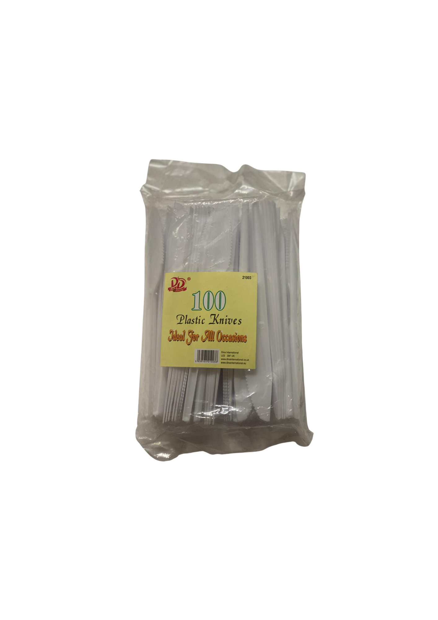 100 White Disposable Plastic Strong Knives: