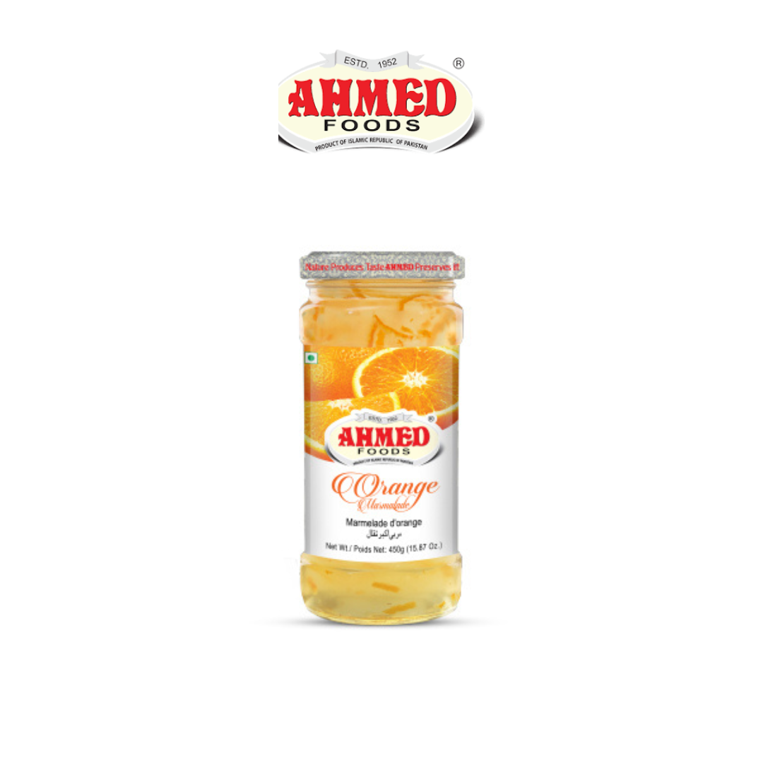 Jar of Ahmed Foods Orange Marmalade on a white background