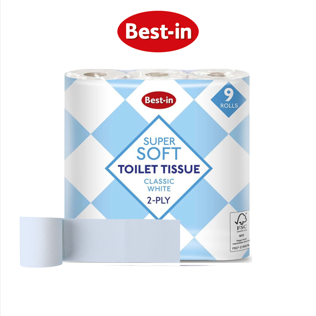 Best-in Luxury 4 Toilet Rolls - White - Ultra-Soft & Strong 3-Ply Tissue