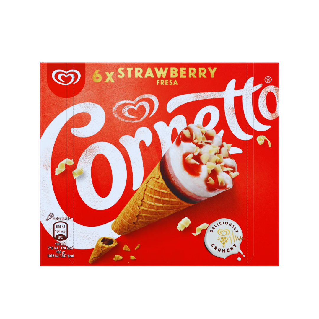 Cornetto Ice cream cone Strawberry 6x 90 ml