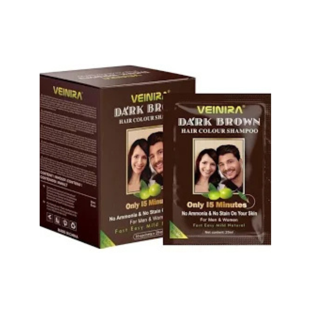 VEINIRA Dark Brown Hair Colour Shampoo (10 x 25 ml)