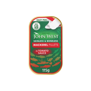 John West Skinless and Boneless Mackerel Fillet In Tomato Sauce 115g