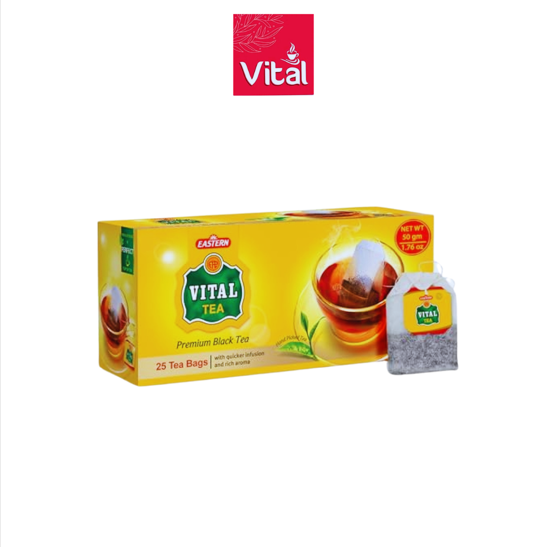 Vital tea packaging with a yellow box and tea bag  watan super store
