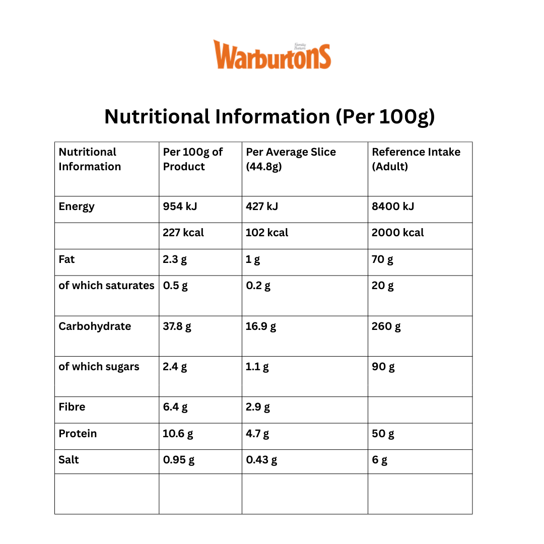 Warburtons Wholemeal Medium Bread - 800g