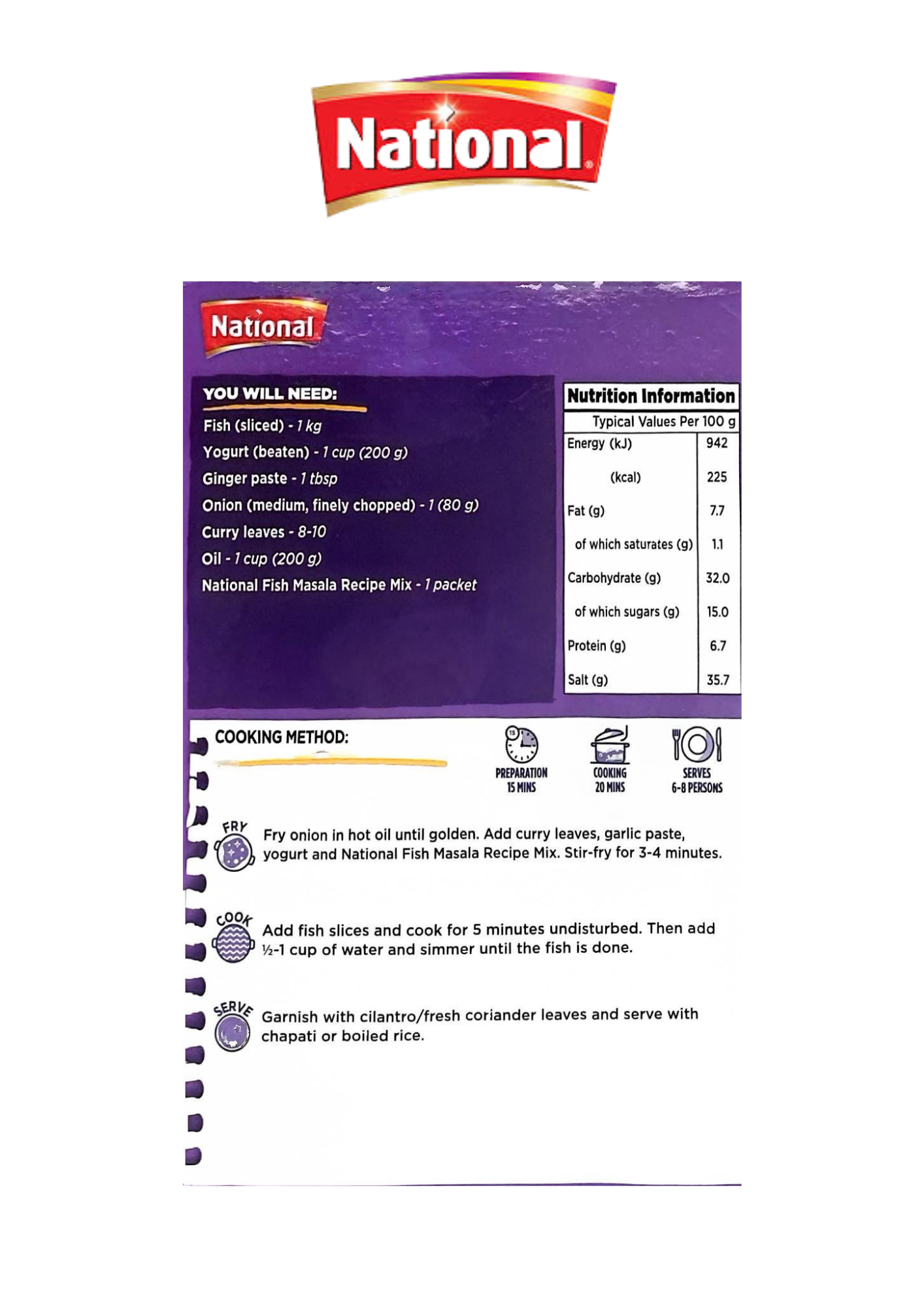 National Fish Masala Recipe Mix