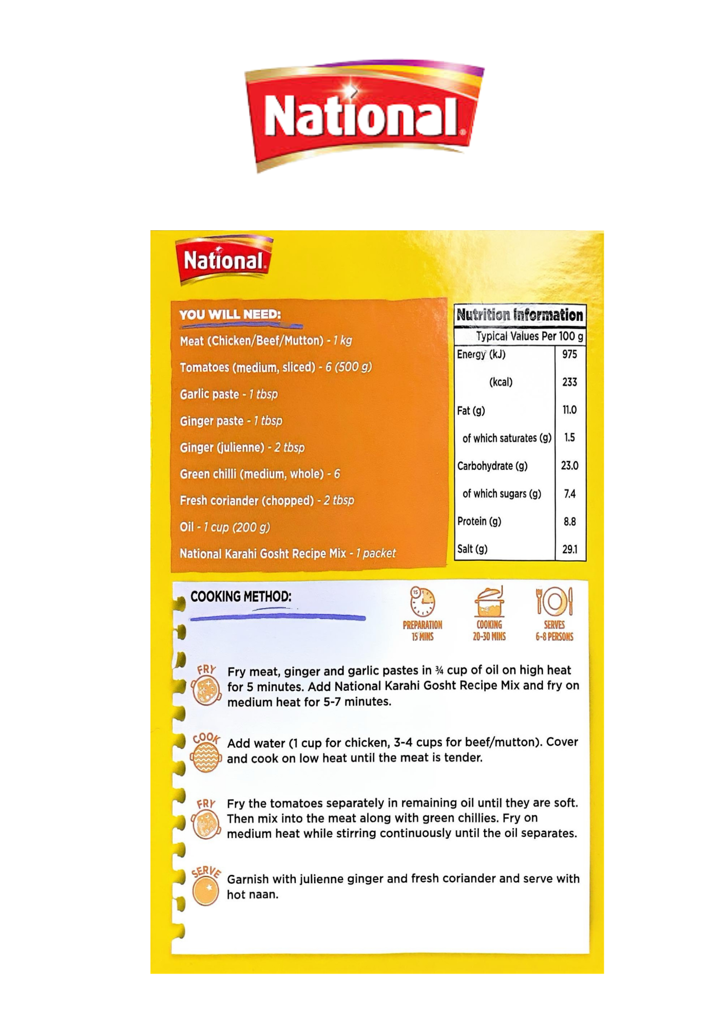 National Karahi Ghost Recipe Mix