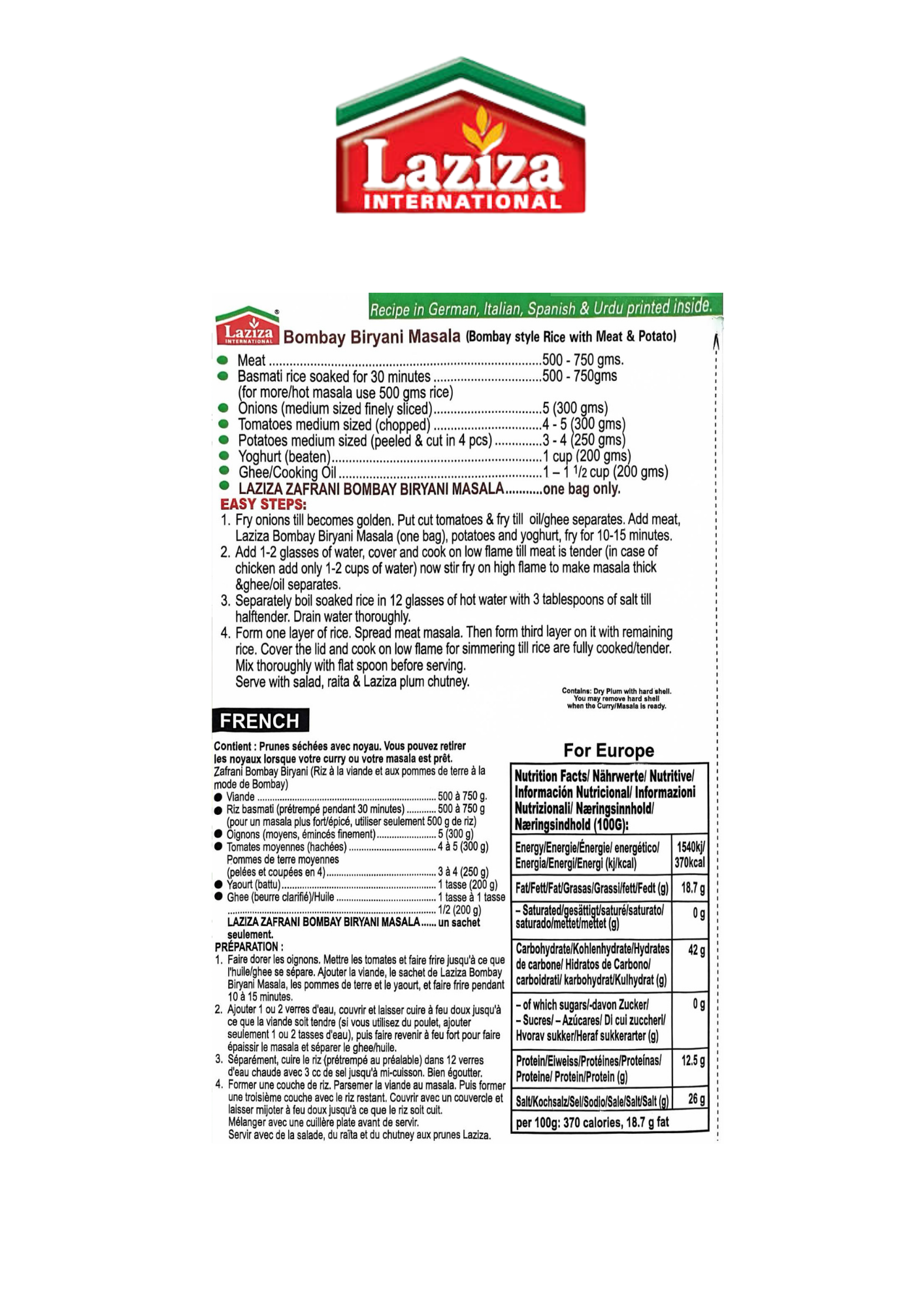 Laziza Delhi Pulao Biryani Masala